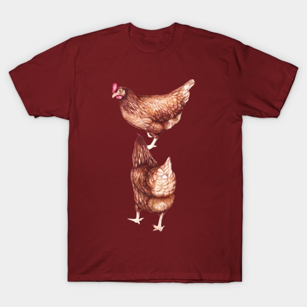 I love Chickens - Watercolor illustration T-Shirt by AmandaDilworth